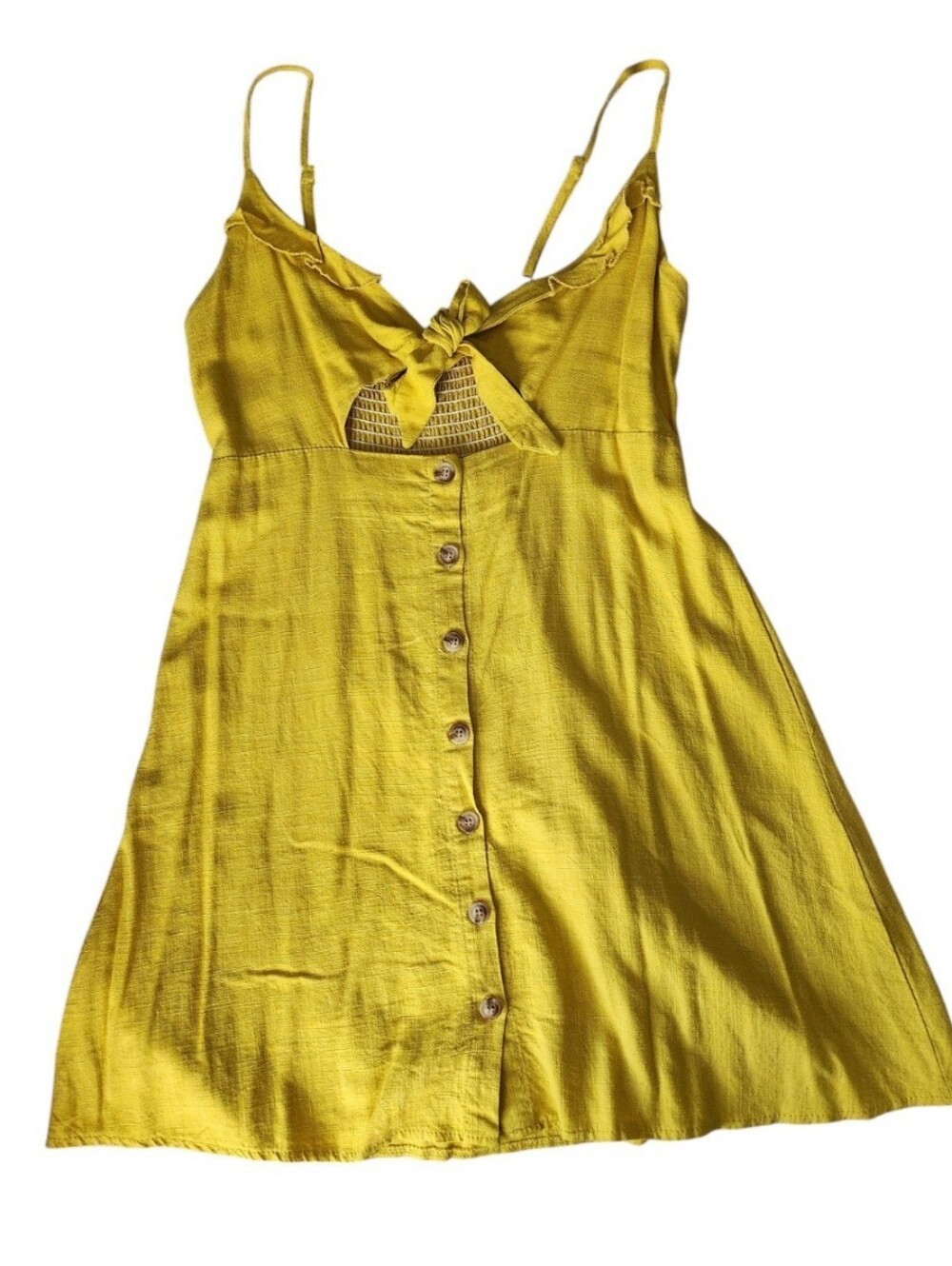 Women’s Yellow Tie-Front Button-Down Sundress